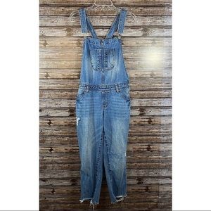 Kensie Jean- Distressed Denim Overall/Bibs